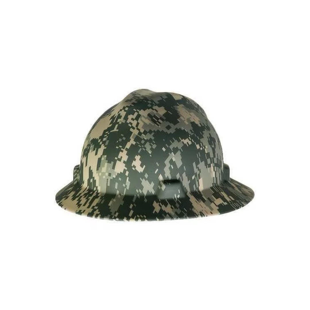 Camouflage Front Brim Hard Hat, Class E, Ratchet 4-Point Suspension Camouflage Front Brim Hard Hat, Class E, Ratchet 4-Point Suspension
